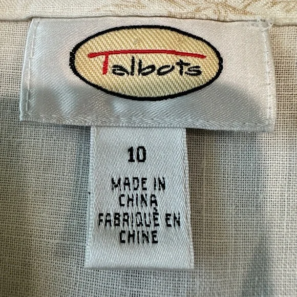 Talbots 100% Linen Button Down Blouse Size 10 Butterfly Print - Picture 8 of 13